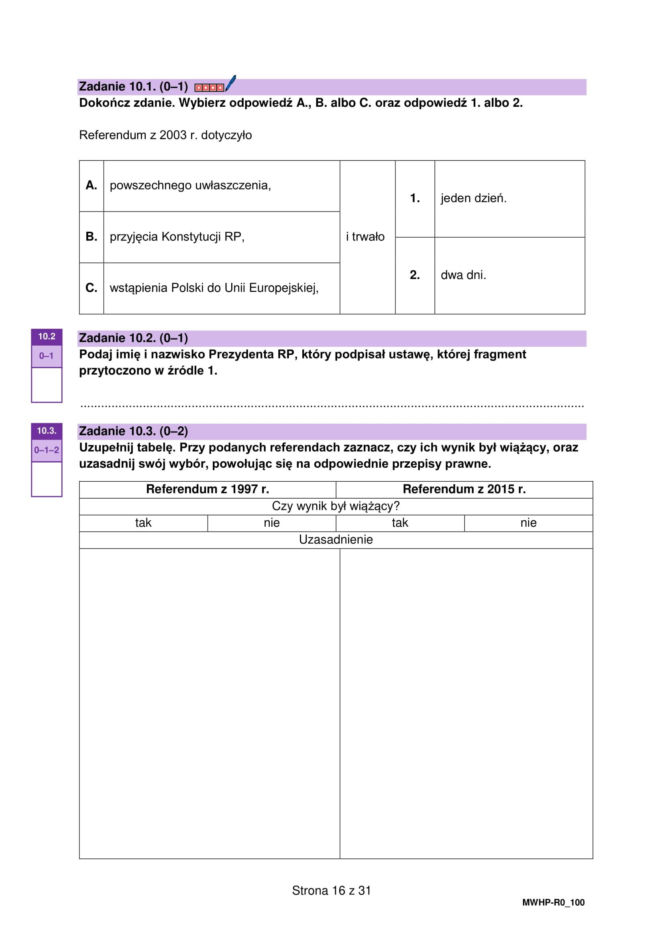 Próbna matura 2026: WOS. Arkusze CKE, pytania i odpowiedzi z WOS-u [16.01.2026]