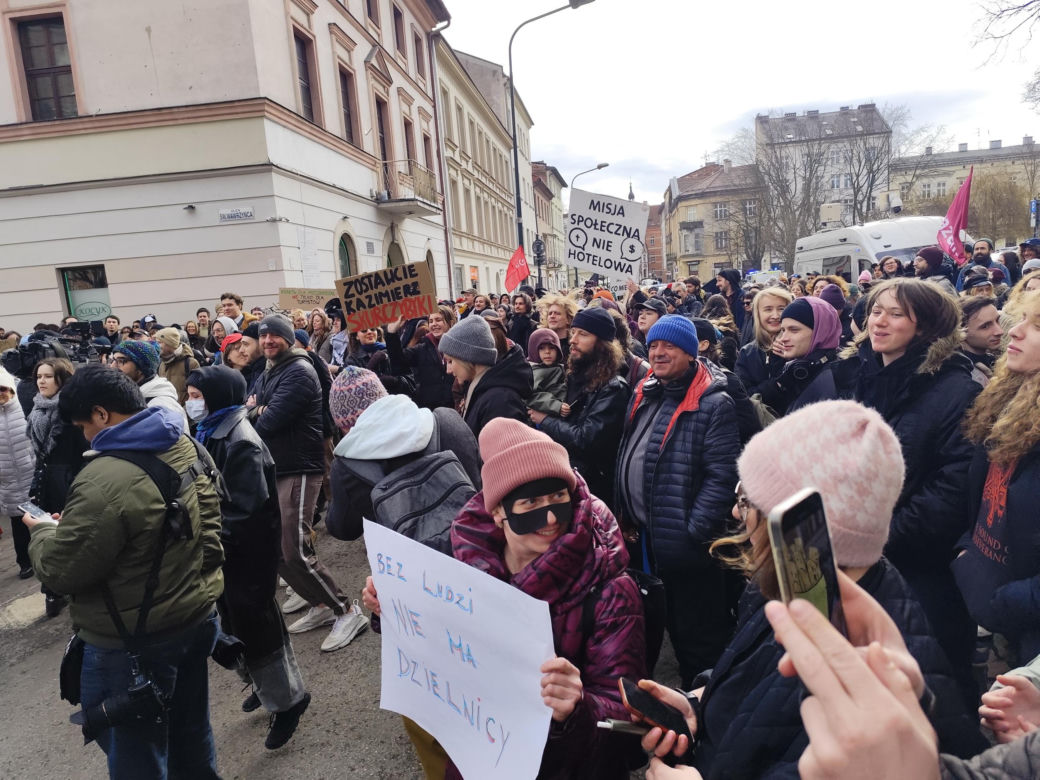 Kraków. Protest przeciwko budowie hoteli na Kazimierzu