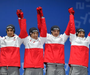 Maciej Kot, Stefan Hula, Dawid Kubacki, Kamil Stoch , brąz, Pjongczang