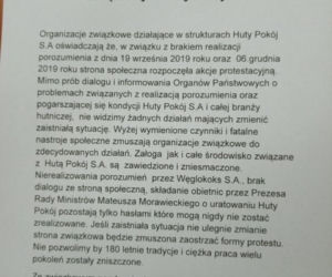 Ruda Śląska: Protest w Hucie Pokój! Pracownicy mają DOŚĆ, oflagowali zakład. Agonia
