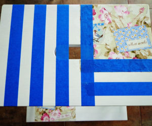 Taboret ze schodkiem IKEA w wersji decoupage