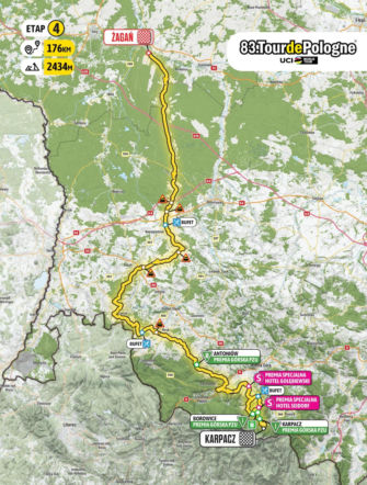 Tour de Pologne 2026 - 4. etap MAPA. Trasa etapu Żagań - Karpacz 6.08.2026