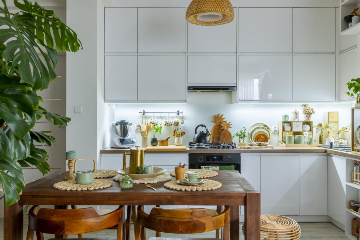 Kuchnia i jadalnia scandi boho