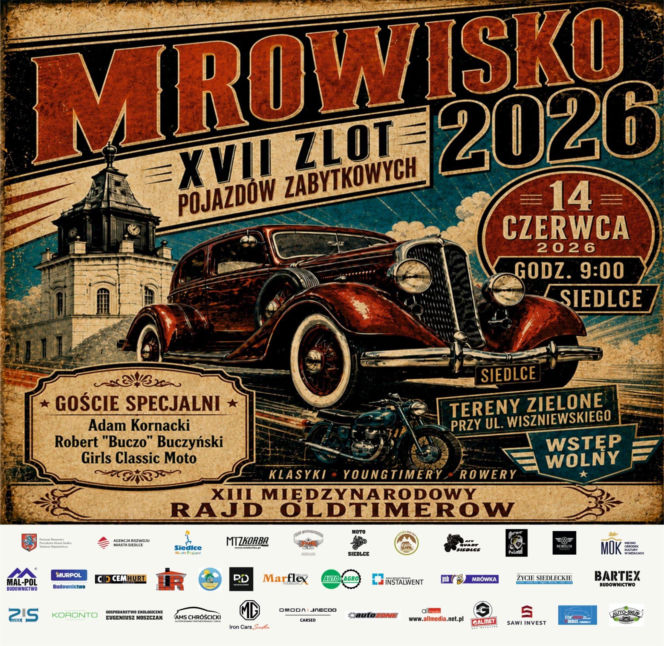XVII Zlot Pojazdów Zabytkowych „Mrowisko” i Rajd Oldtimerów już 14 czerwca w Siedlcach!