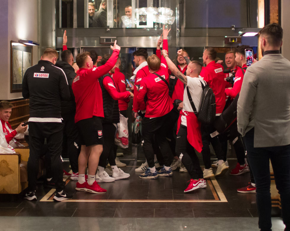 Reprezentacja w hotelu po meczu Polska - Szwecja