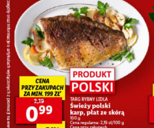Świeży karp, płat ze skórą - 0,99 zł/1 kg
