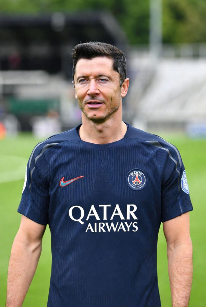 Robert Lewandowski w koszulkach różnych klubów