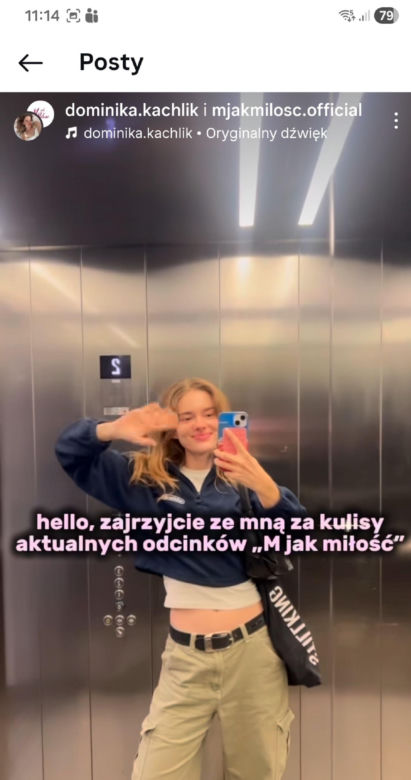 M jak miłość. Dominika Kachlik (Franka) na planie