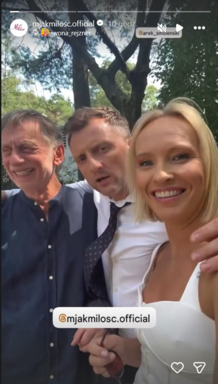 M jak miłość nowy sezon na planie. Dorota (Iwona Rejzner), Bartek (Arkadiusz Smoleński), Robert Żak (Krzysztof Tyniec)
