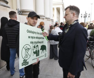 Warszawa. Protest w obronie dzików