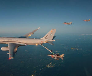 Polski F-16 i francuski Airbus A330 MRTT. Jak wyglądało tankowanie w powietrzu po defiladzie?