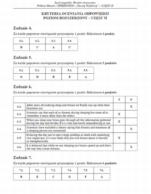 Próbna matura z Języka Angielskiego:odpowiedzi