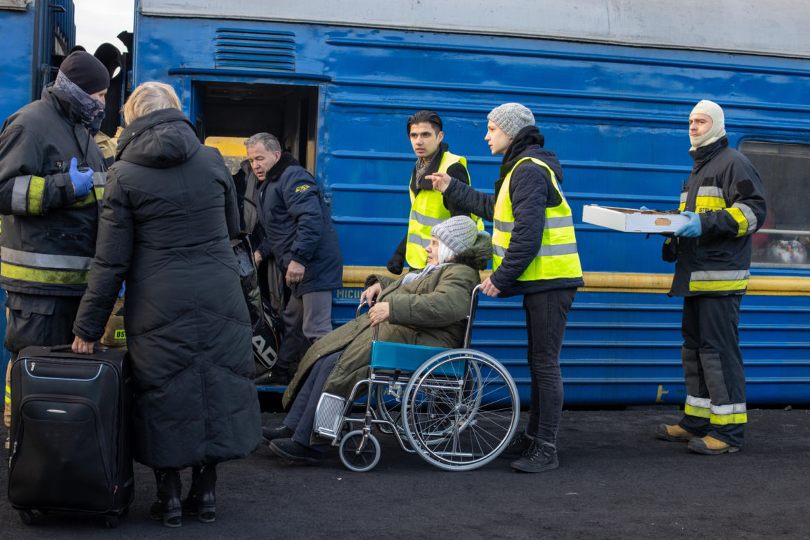 Ukraina. Pociąg z Lwowa z ukraińskimi uchodźcami