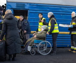 Ukraina. Pociąg z Lwowa z ukraińskimi uchodźcami