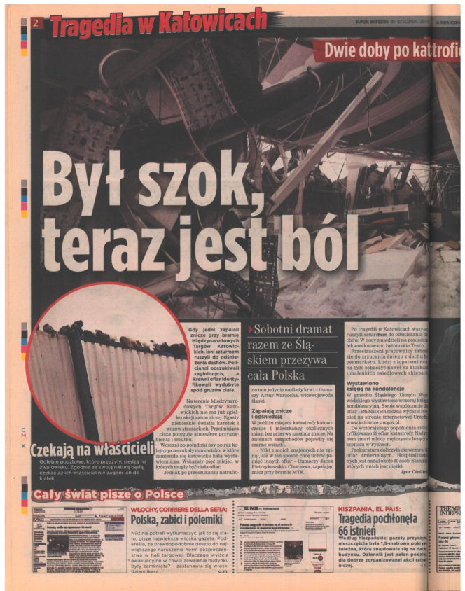 Zawalenie hali w Katowicach - archiwalne wydania "Super Expressu"