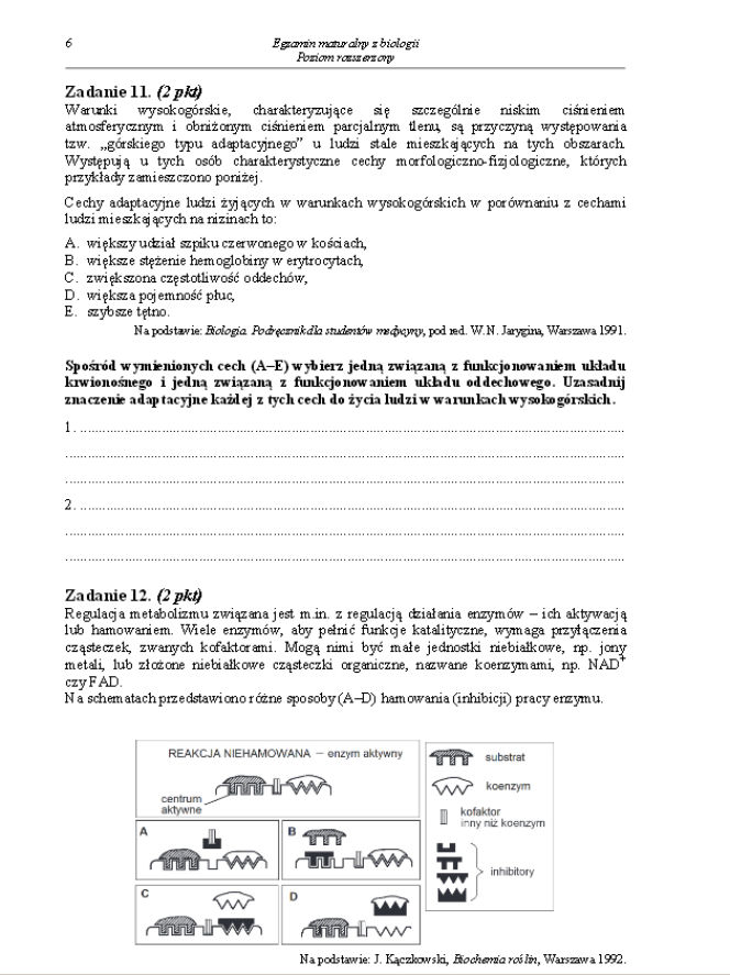 Arkusz biologia rozszerzony matura 2014