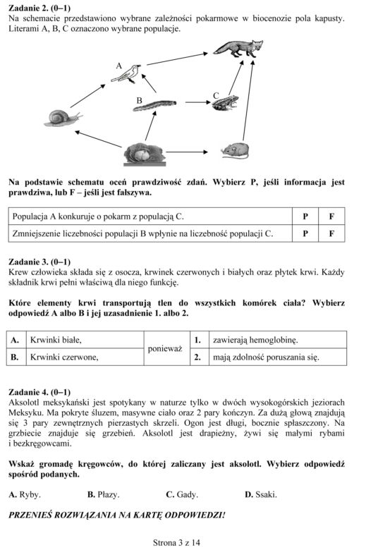EGZAMIN GIMNAZJALNY 2013 PRZEDMIOTY PRZYRODNICZE - ARKUSZE, ODPOWIEDZI