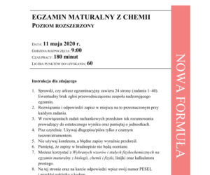 Matura 2020 ARKUSZE CKE: Chemia