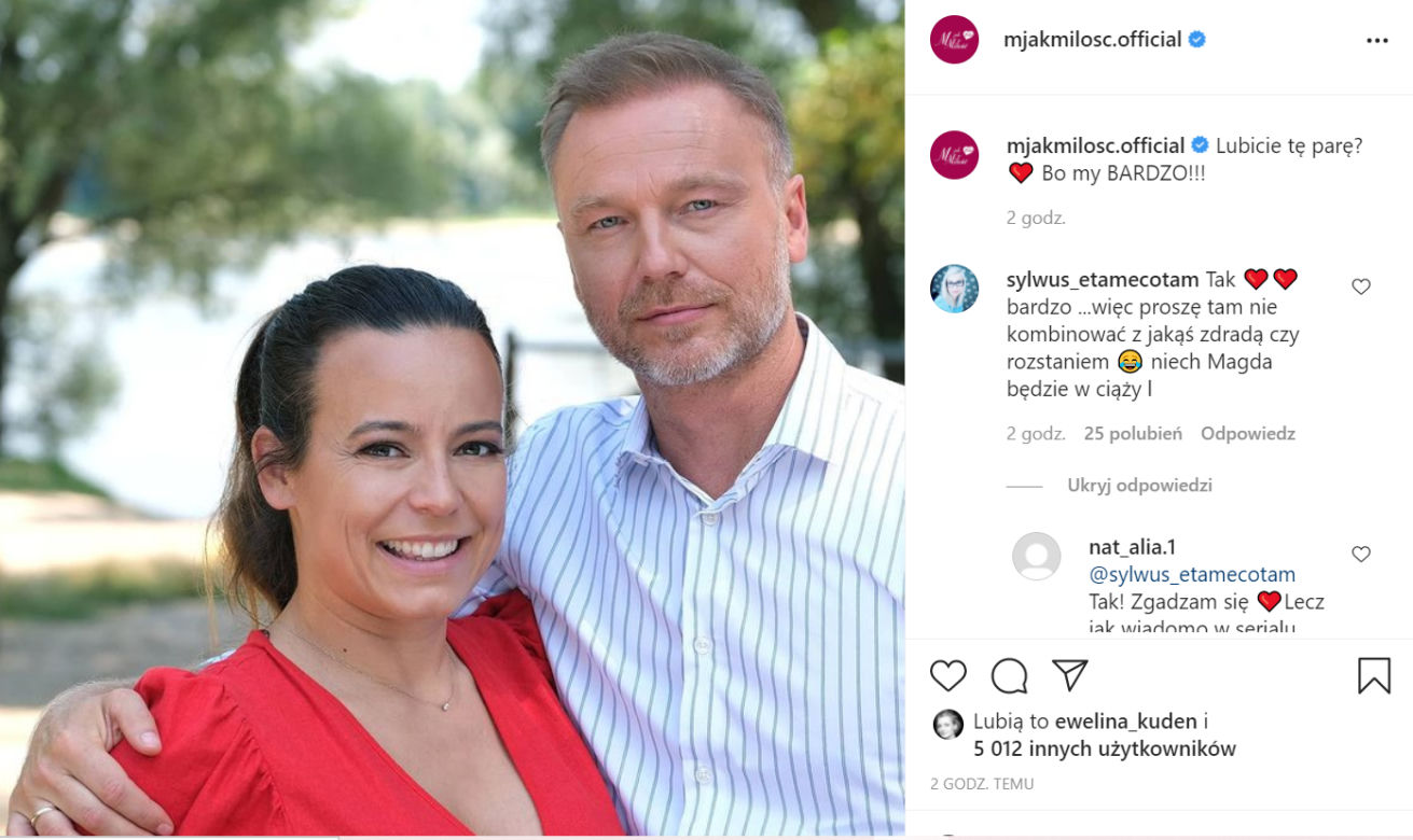 M jak miłość. Magda (Anna Mucha), Andrzej (Krystian Wieczorek)