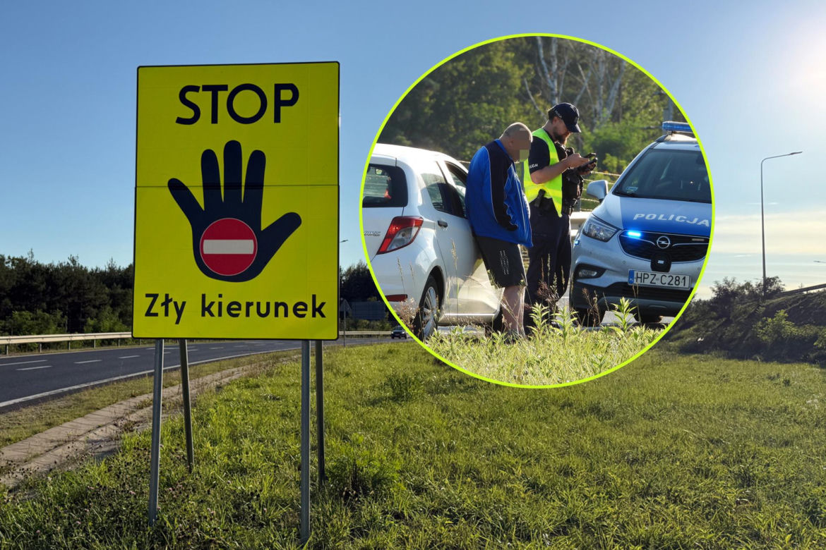 Chciał wjechać pod prąd na S8 pod Warszawą. Wyszedł z auta i prawie zasnął na drodze