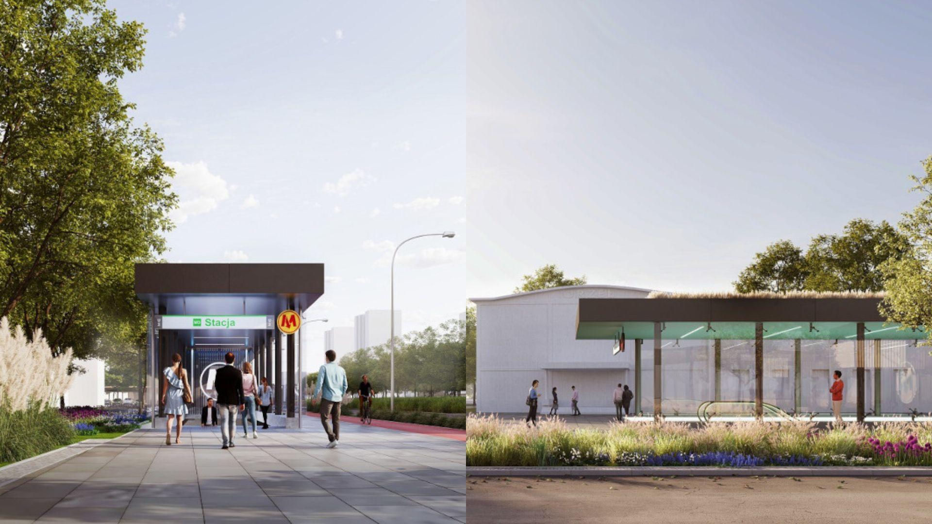 Wizualizacje wejść do stacji 3. linii metra w Warszawie