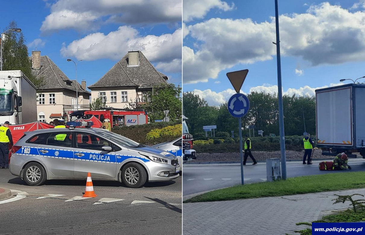 Tir ciągnął za sobą kobietę! Makabryczny wypadek w Mrągowie [ZDJĘCIA].