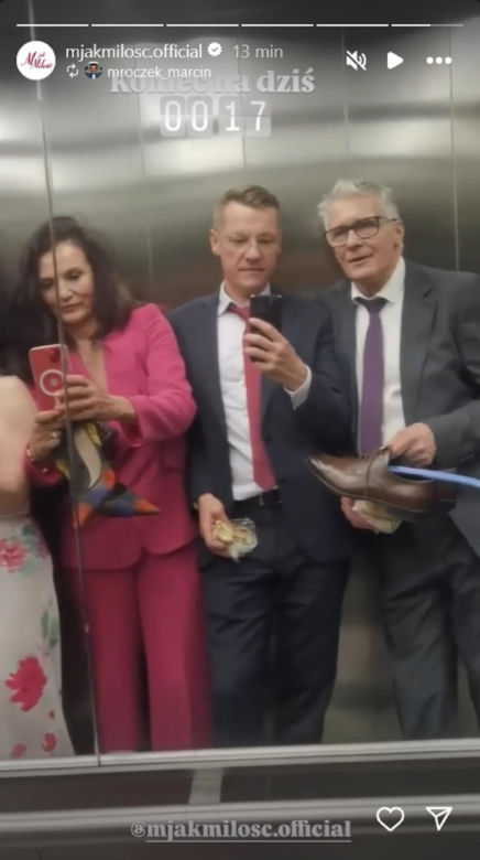 M jak miłość na planie. Małgorzata (Aleksandra Pieczyńska), Erwin (Andrzej Dopierała), Paweł (Rafał Mroczek)