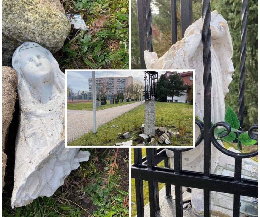 Koszalin. Obrzydliwi wandale zdewastowali kapliczkę! Figura ma wartość historyczną