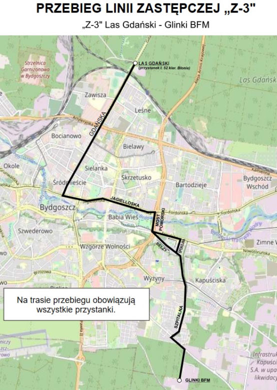 Jak jeżdżą autobusy zastępcze w Bydgoszczy?