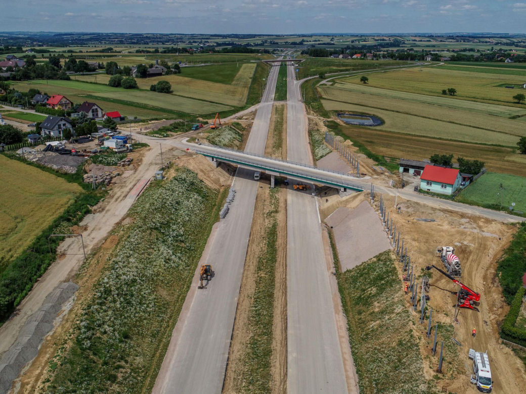 Zdjęcia z placu budowy S7 Kraków - Widoma, czerwiec 2024