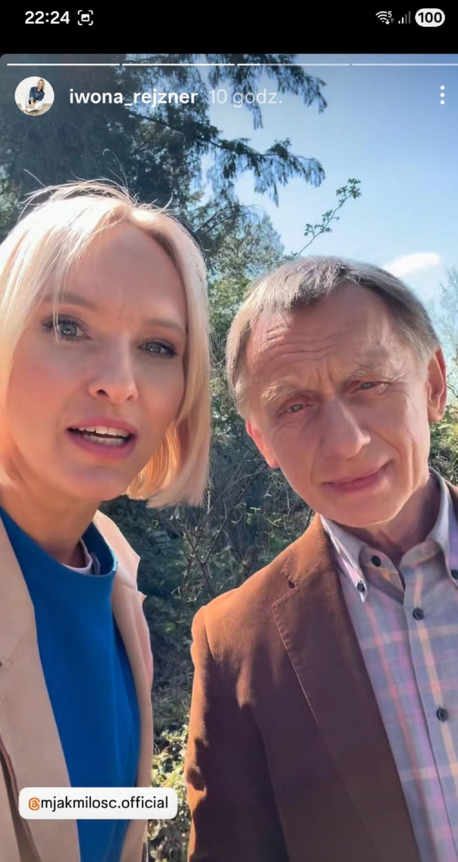 M jak miłość po wakacjach na planie. Dorota (Iwona Rejzner), Robert Żak (Krzysztof Tyniec)