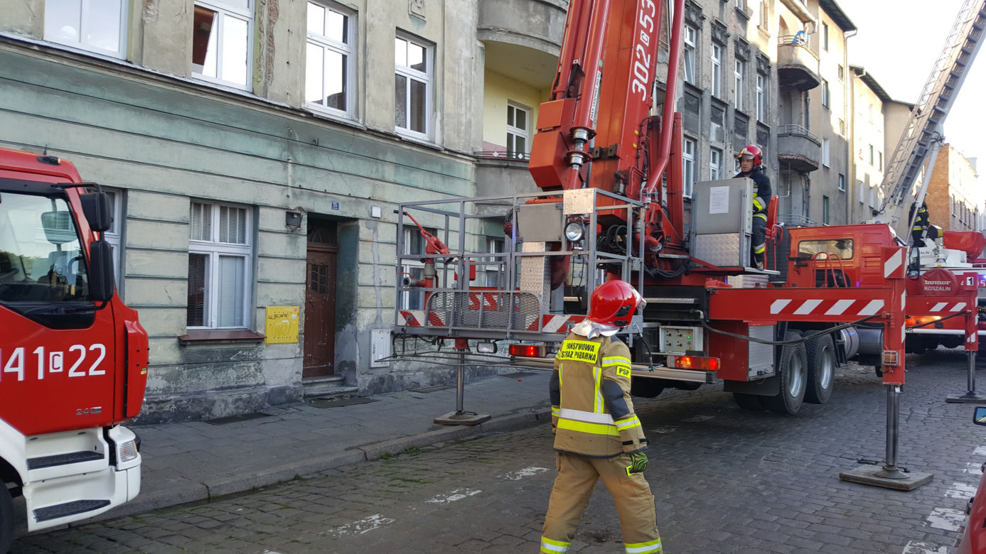 Pożar w kamienicy przy ulicy Kościuszki w Grudziądzu. Paliło się poddasze budynku
