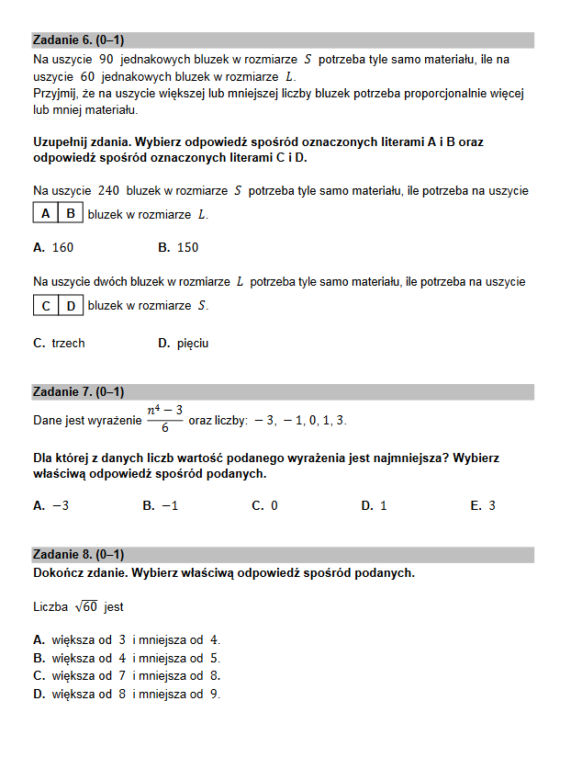 Egzamin ósmoklasisty 2022 matematyka