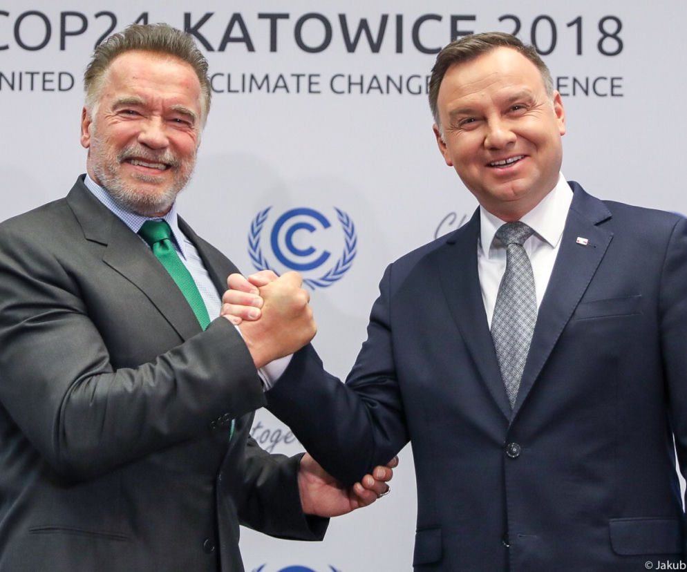 Andrzej Duda i Arnold Schwarzenegger COP24