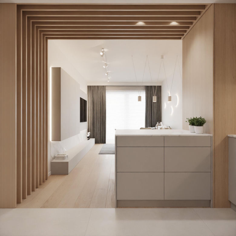 Kuchnia i widok na salon