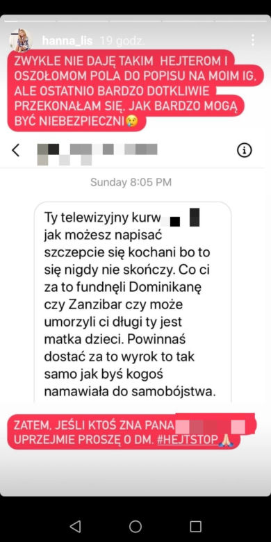 Hanna Lis totalnie wstrząśnięta. Groził, że potnie jej twarz