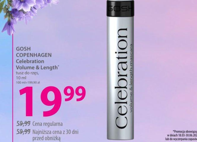 Tusz do rzęs Celebration Volume & Length - GOSH COPENHAGEN, 19,99 zł