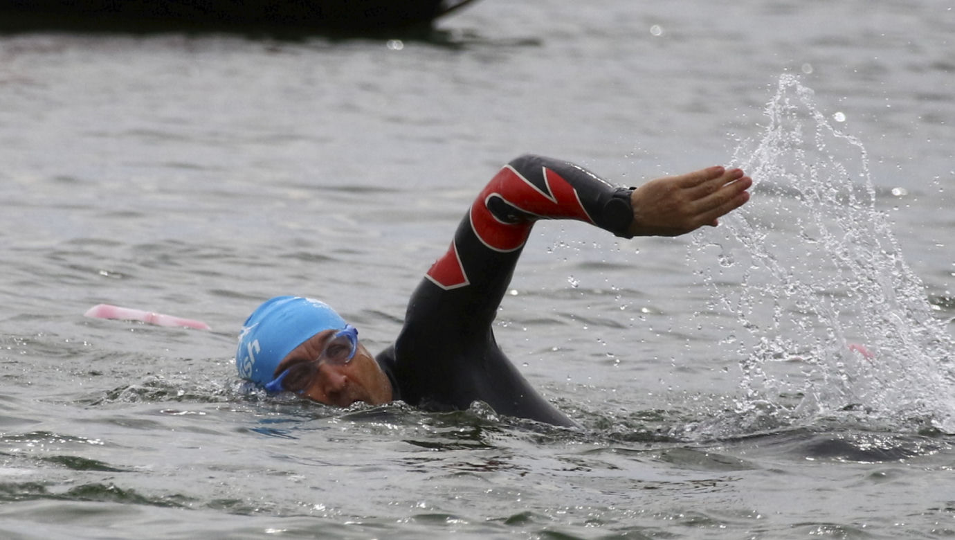 Kazimierz Marcinkiewicz na zawodach Enea Ironman w Gdyni