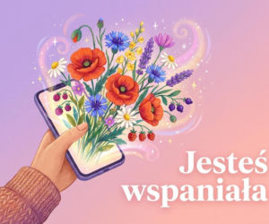 Smartfon z bukietem kwiatów na Dzień Kobiet