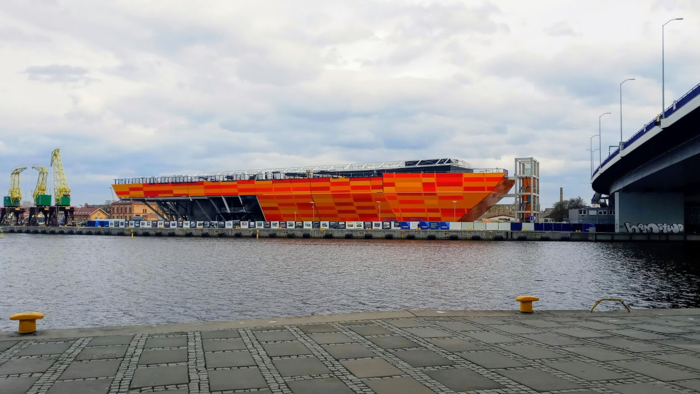 Budowa Morskiego Centrum Nauki w Szczecinie - kwiecień 2021