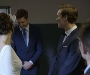 M jak miłość. Aneta (Ilona Janyst), Olek (Maurycy Popiel), Iza (Adriana Kalska), Marcin (Mikołaj Roznerski)