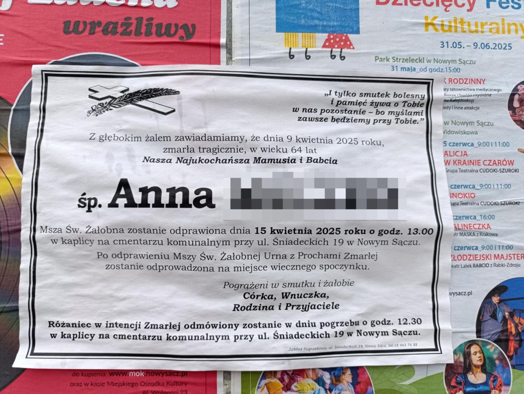 Pogrzeb Anny M w Nowym Sączu 