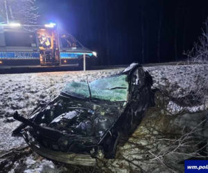 Drogowy horror niedaleko Olsztyna: Zginął 29-latek. Auto totalnie zmiażdżone [ZDJĘCIA]
