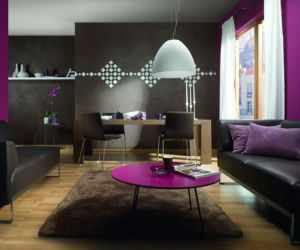 Wykwintny salon w brązie i fiolecie