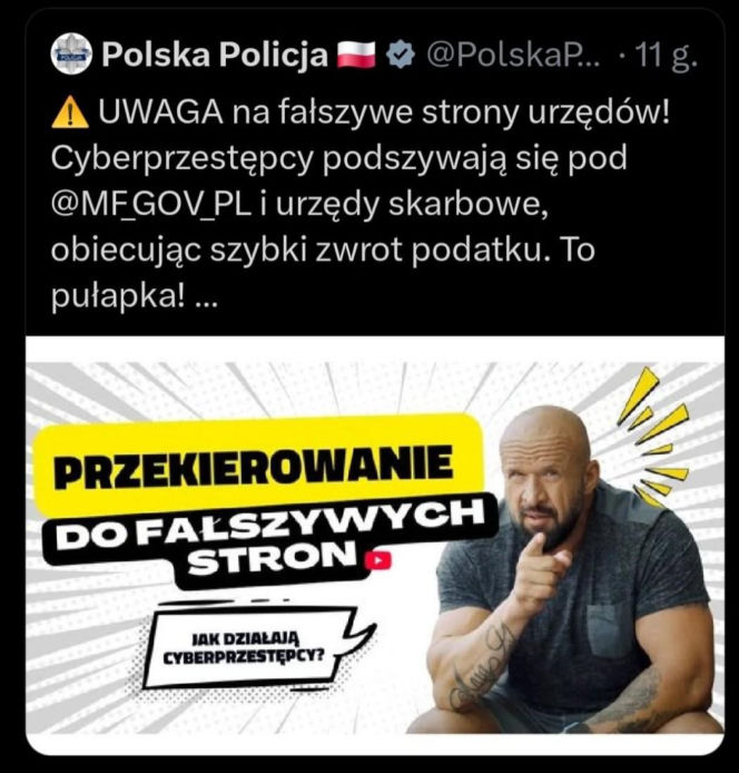 Skazany Oświeciński twarzą akcji przeciwko oszustom. Policja i organizatorzy usuwają wpisy