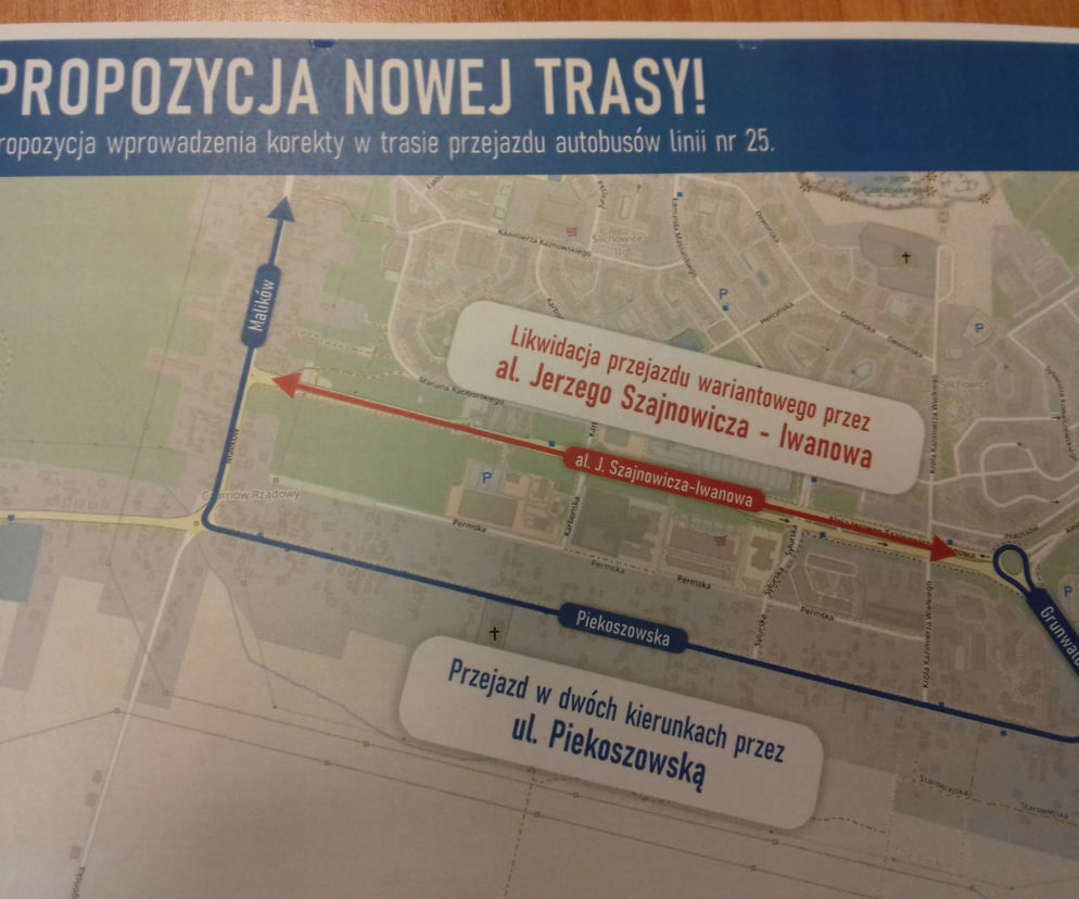 Propozycja nowej trasy dla linii 25