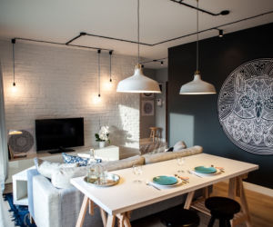 Nowoczesne wnętrze z industrialnymi dodatkami