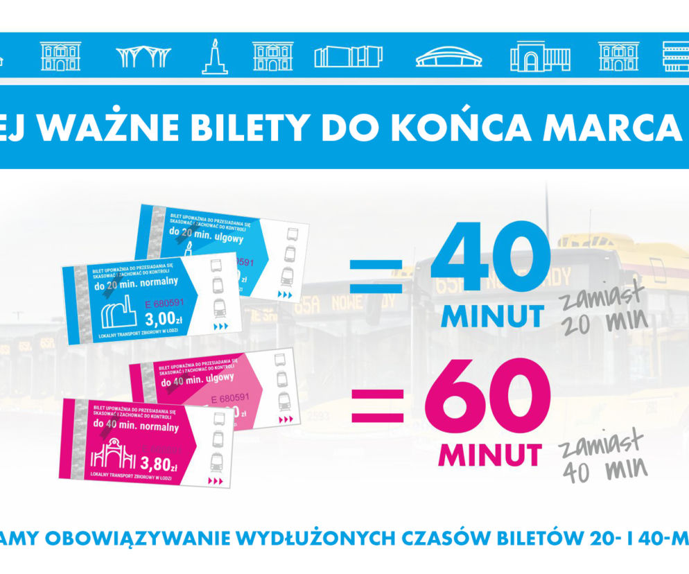 Do końca marca dłużej będzie mozna jeżdzić  na biletach łódzkiego MPK