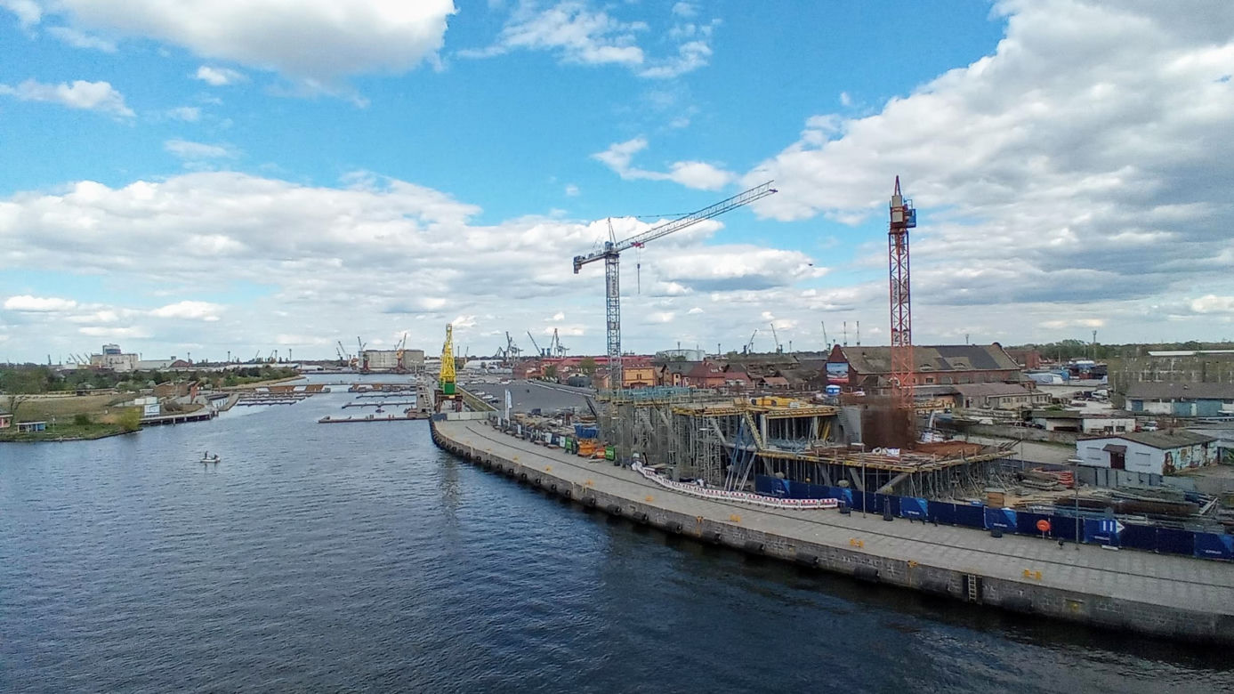 Budowa Morskiego Centrum Nauki w Szczecinie - kwiecień 2020