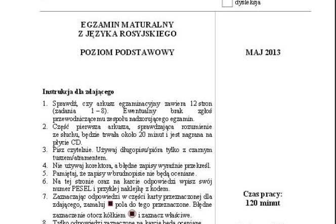 Matura 2013: języka rosyjskiego (poziom podstawowy)